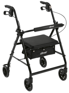 Best Walkers for Older Adults - Drive Medical Aluminum Rollator Walker Fold Up and Removable Back Support, Padded Seat, 6" Wheels