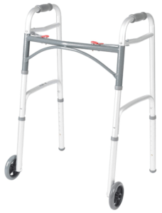 Best Walkers for Older Adults - Drive Medical Deluxe Two Button Folding Walker with 5-Inch Wheels