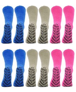 Mens - Womens Non Skid Hospital Socks - 6 Pack Slipper Socks