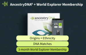 AncestryDNA Genetic Test Kit + 3-Month Ancestry World Explorer Membership:  DNA Ethnicity Test, Find Relatives, Family History, Complete DNA Test