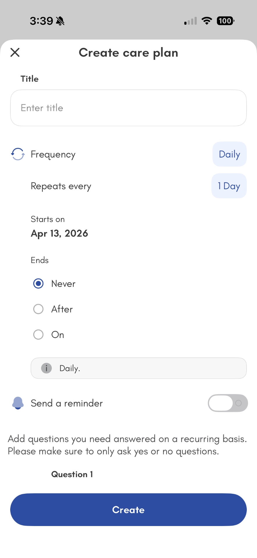 create care plan
