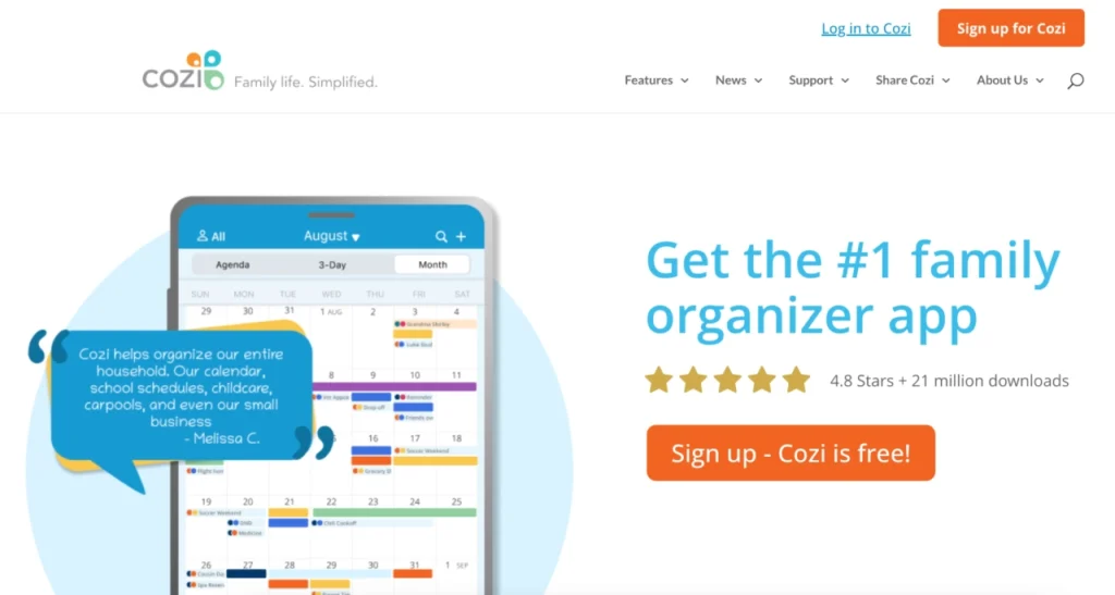 cozi homepage