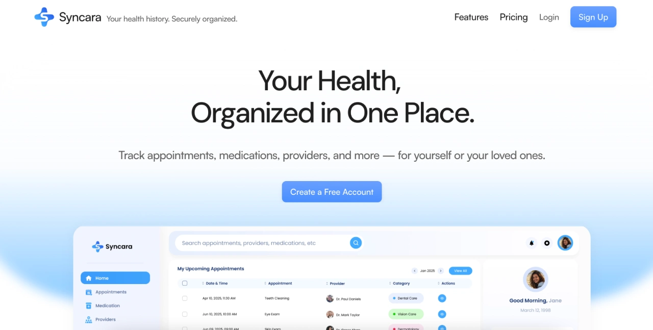 syncara homepage