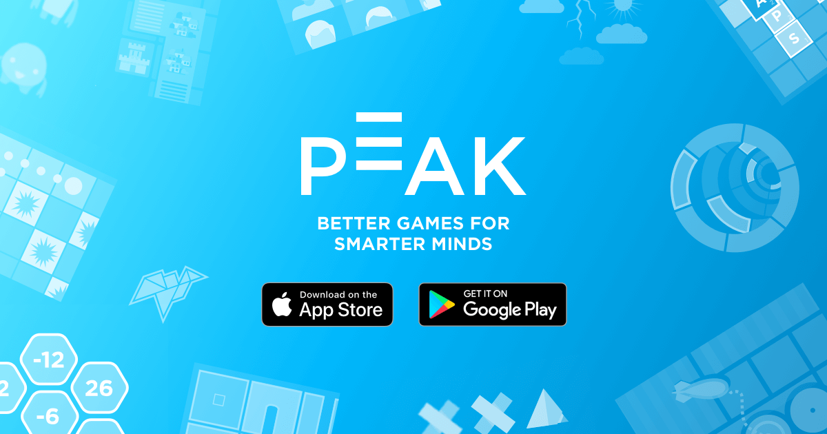 Peak brain training promotional graphic, Better Games for Smarter Minds