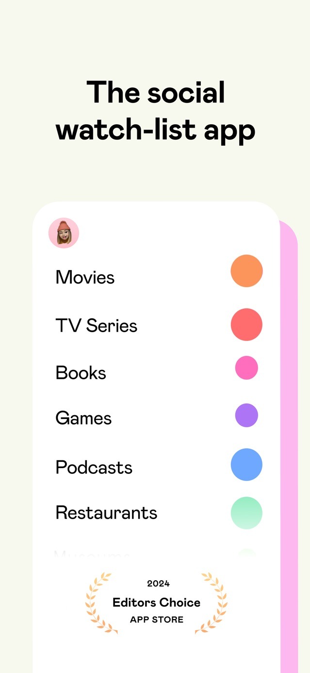 Soon watchlist app on the App Store showing tracked movies, TV shows, and books