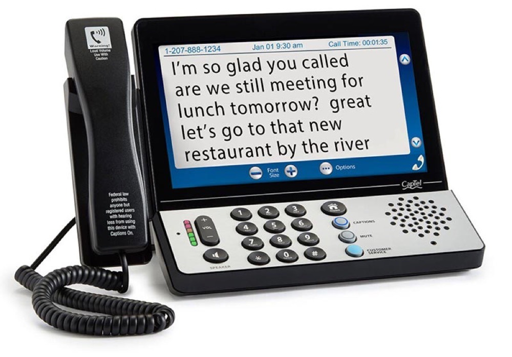 CapTel 2400i captioned telephone with a large touchscreen