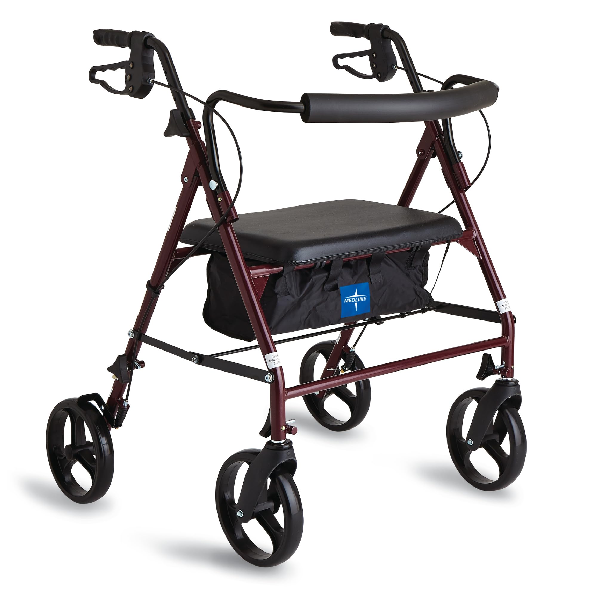 Medline Steel Bariatric Rollator Walker with padded seat