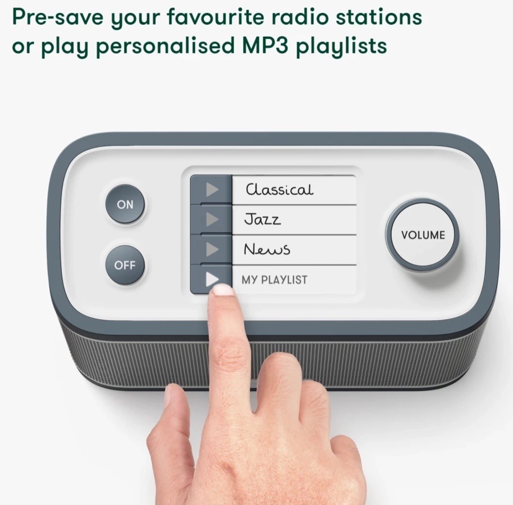 Relish Dementia Radio and Music Player with large high-contrast buttons