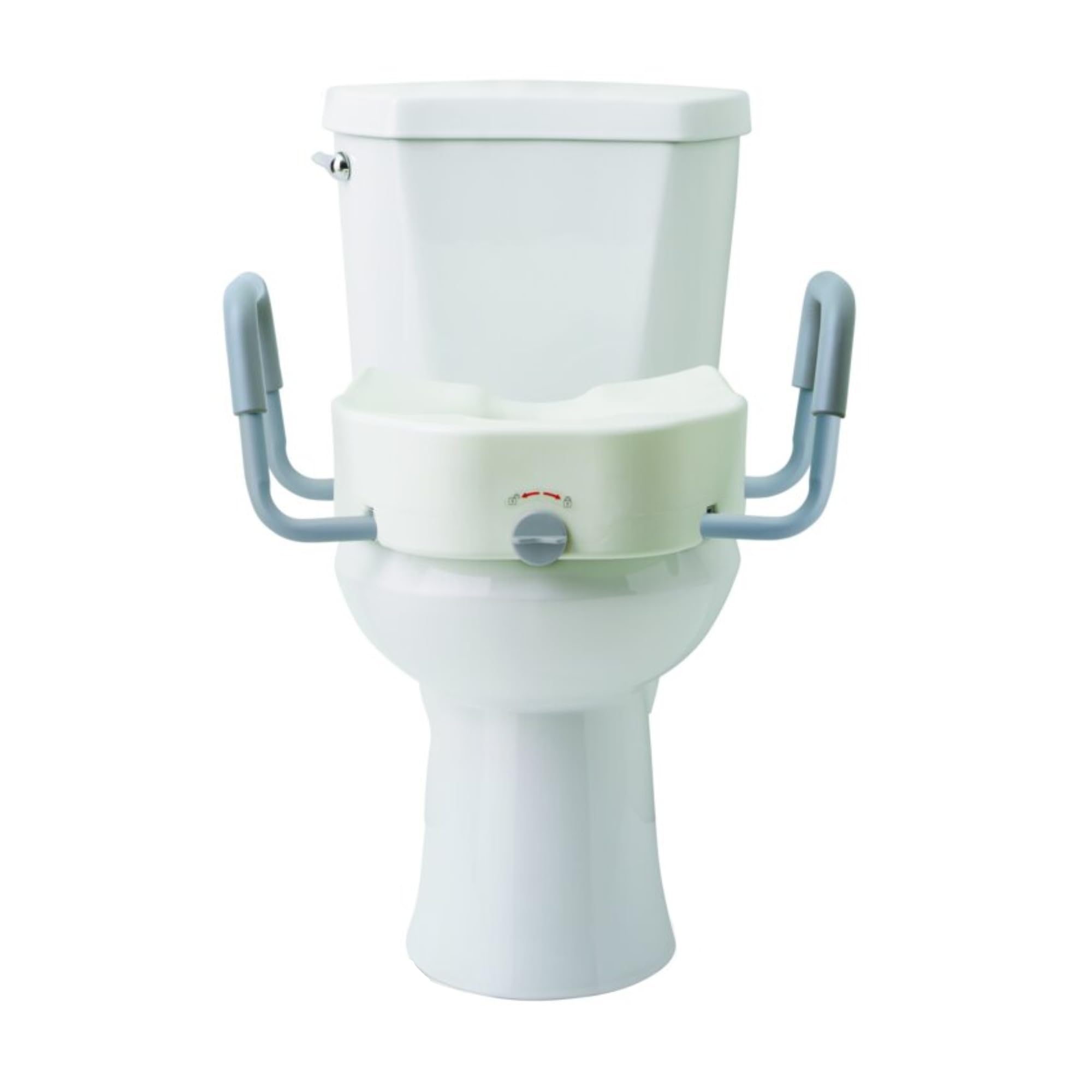 Medline 5 inch elongated locking raised toilet seat with removable padded arms