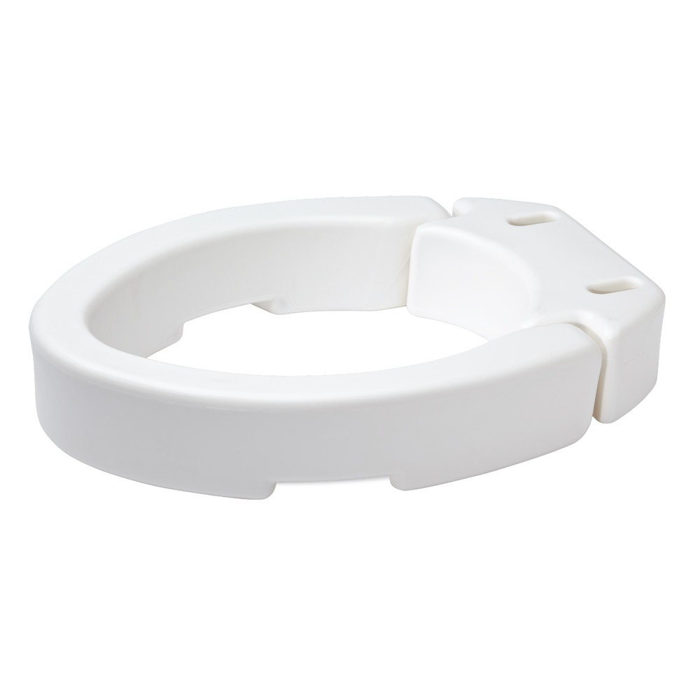 Carex hinged elongated toilet seat riser that flips up for cleaning