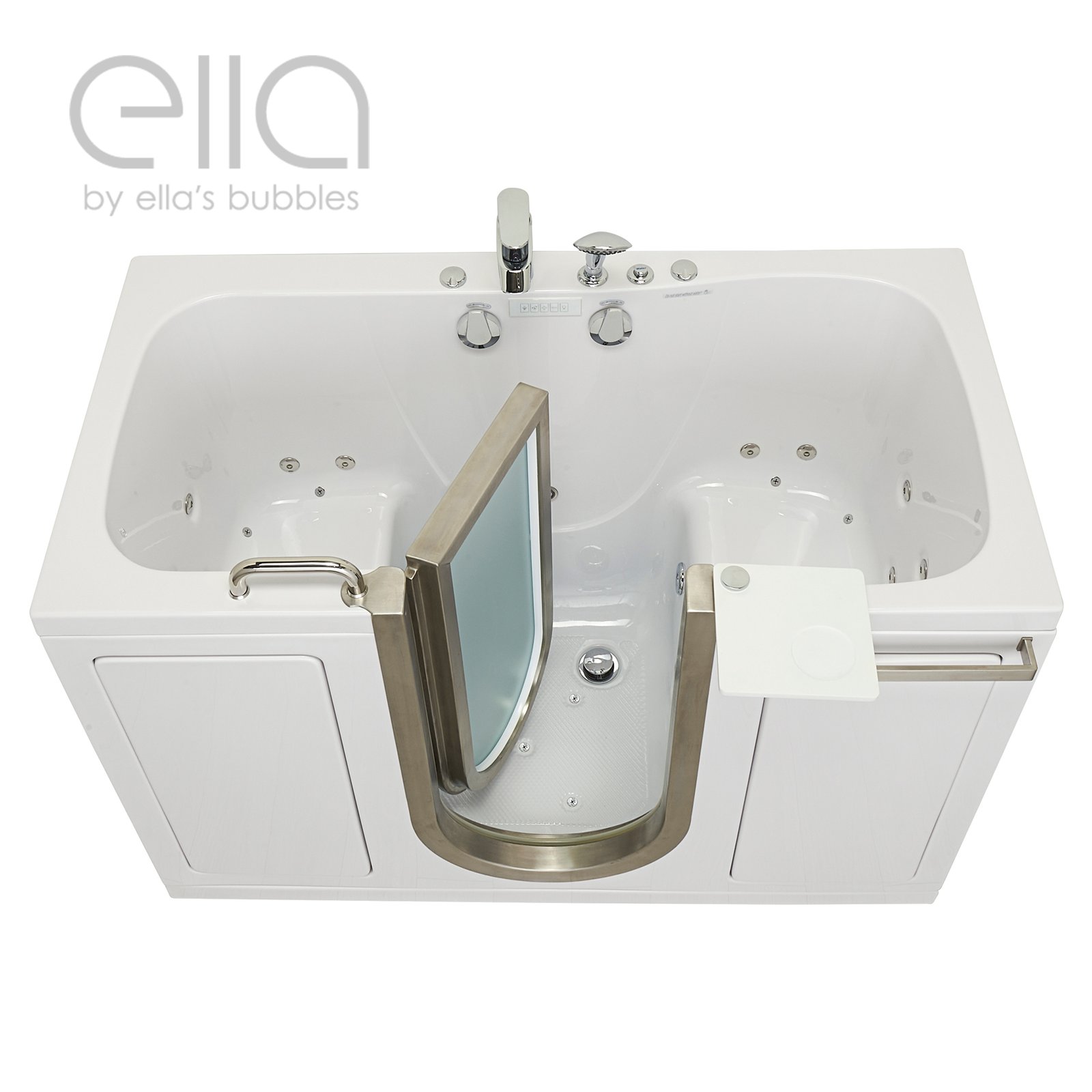 Ella's Companion walk-in tub with two seats and an open door