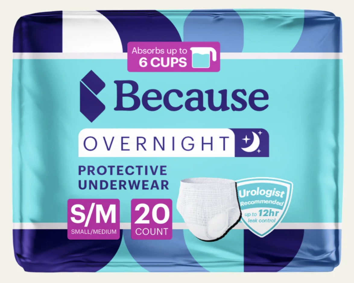 Because Men's Overnight protective underwear retail package