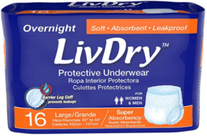 LivDry Overnight protective underwear package